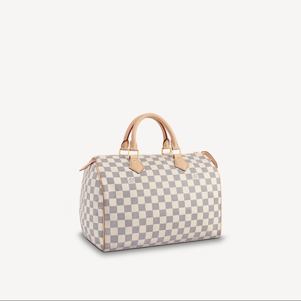 Authentic Louis Vuitton Speedy Bandoulière 30 Damier Azur Crossbody Satchel